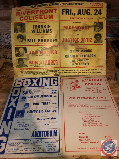 Vintage Poster For Heavyweight Boxing Featuring Frankie Williams, Mike Wyant, Bill Sharkey and