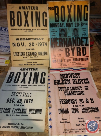 Vintage Pro Boxing Poster Featuring Dale Hernandez and Brooks Byrd, Vintage Midwest Golden Gloves