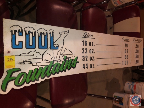 Vintage Cool Fountains Metal Advertising Sign