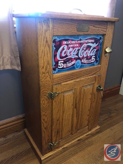 Vintage Coca-Cola Ice Box with Bottle Opener Measuring 23" X 13 1/2" X 36"