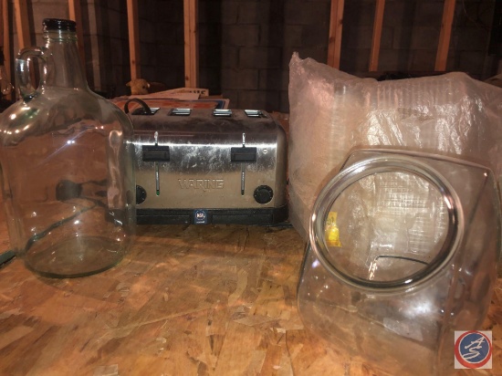 Waring Toaster, Clear Glass Fish Bowl, Clear Glass Whiskey Jug and More