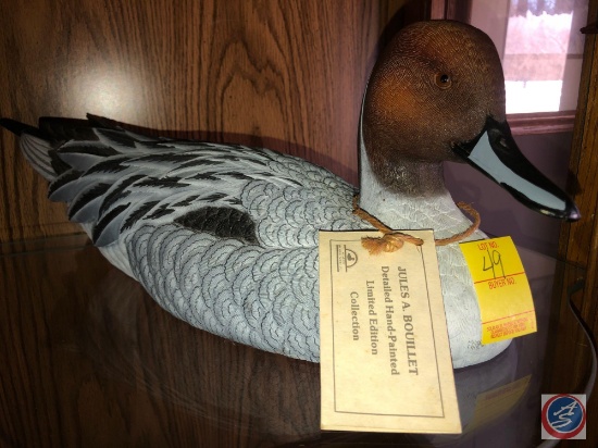 1992 Handcrafted Limited Edition Duck Decoy by James A. Bouilett Marked 1815/2500