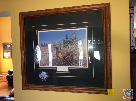 1996 Greg Bordignon Signed Framed Print Titled Visitors To The Back Pasture Marked 1997/98 Pheasants