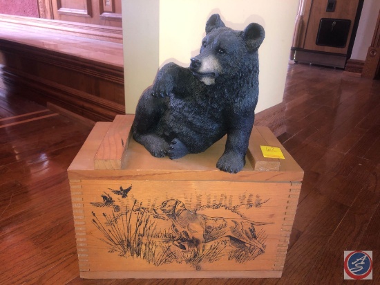 Black Bear Statue, 1993 The Classic by Evans Wood Crate Measuring 16" X 9 1/4" X 10", CD's Including