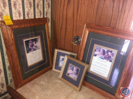 (2) Framed Angel Wall Hangings One Titled The Kiss Measuring 13 1/2" X 16" and (2) Framed Angel Wall