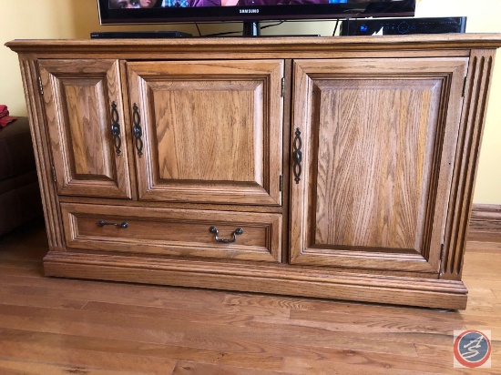 Entertainment Cabinet Bottom Measuring 56 1/2" X 26 1/2" X 32" And Entertainment Top Measuring 60" X