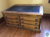 Antique Counter Top Six Drawer Spool Cabinet Measuring 30