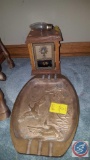 Bronze Ashtray with Geese, Vintage Wood and Metal Locking Coin Bank