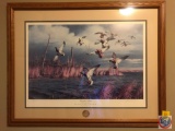 Ducks Unlimited International Framed Print Titled Greenhead Alert Signed by David A. Maass 1988