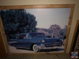 Framed Photograph of 1957 Chevrolet Framed by Hook St. Chateaux Galleries 1985 Measuring 21 1/4