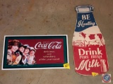 1993 Coca-Cola Fall-Winter-Spring-Summer Metal Sign Measuring 17 3/4