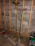 (2) Vintage Floor Lamps, One is Brass, One has a Clear Glass and Hand Painted Shade
