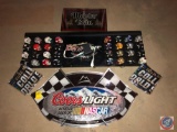 Meister Brau Mirrored Beer Sign, Coors Light Official Beer of Nascar Sign andCoors Light NFL
