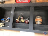 Metz Premium Beer Coin Bank, Replica of Vintage Chopper and Replica Motorcycle