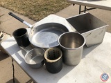 Aluminum Sauce Pan No. 2031, Vollrath 7 1/2 Qt. Skillet No. 68737, Cutlery Container, Vollrath