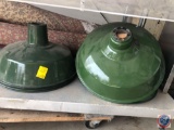 {{6X$BID}} Green Enamelware Circular Light Fixtures Measuring 18