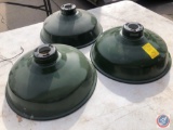 {{3X$BID}} Green Enamelware Circular Light Fixtures Measuring 12