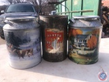 Antique Paxton Roasted Coffee Bucket w/ Original Wooden Handle, (2) Vintage Houston Harvest Popcorn