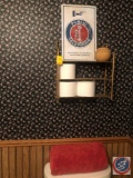 Metal McCormick and Midwest Telephone Company Sign, Three Tier Wire Hanging Rack and Votive Candle
