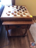 Wooden Table Top Checkers Game