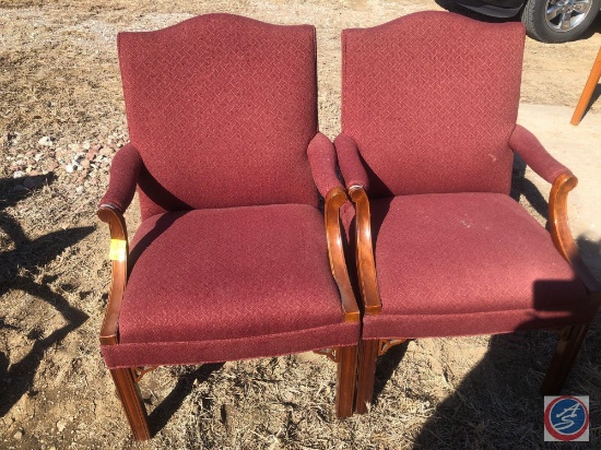 {{2X$BID}} Padded Upholstered Arm Chairs Measuring 37" [[NO BRAND VISIBLE]]
