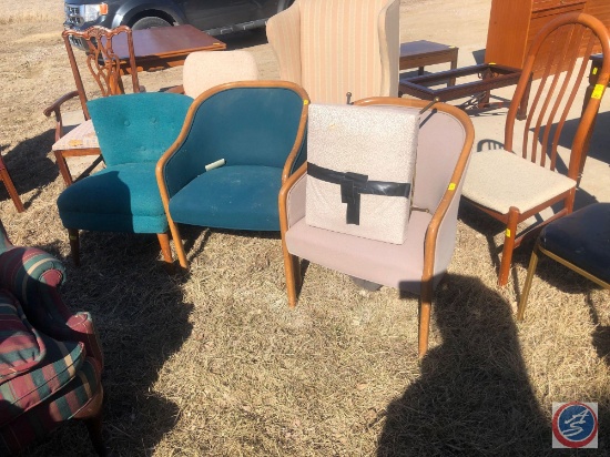 (7) Assorted Padded Upholstered Arm Chairs and Slat Back Chairs
