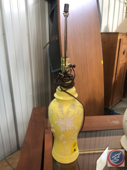 Vintage Lamp Base with Floral Design No Shade [[NO BRAND VISIBLE]]