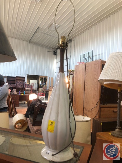 Vintage White Ceramic Lamp Base with No Shade [[NO BRAND VISIBLE]]