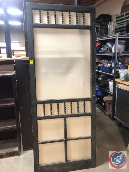 Antique Screen Door with Spindle Accents Measuring 32" X 81"