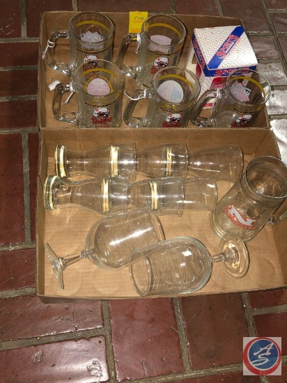 5 Nebraska National Championship Mug Set (1970, 1971, 1997, 1995, 1994), 2 Hurricane Glasses, 5 Bar