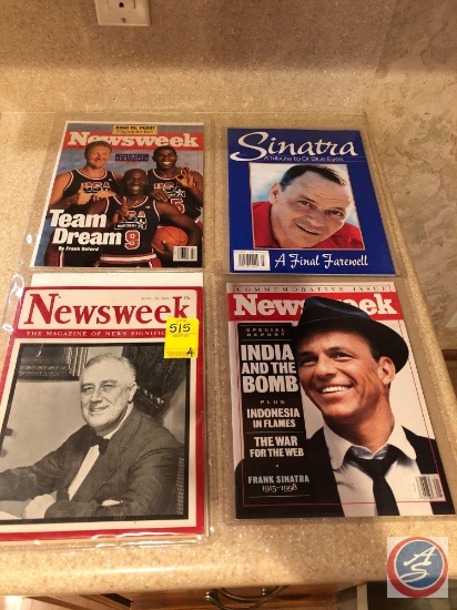 4-23-45 Newsweek with Roosevelt/ 6-6-92 Newsweek Dream Team/ Sinatra a Fond Farewell/ 5-25-98