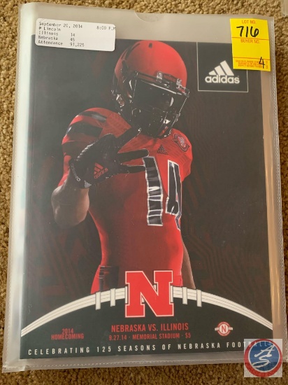 9-20-2014 Illinois vs Nebraska/ 10-4-2014 Nebraska vs Michigan State/ 10-18- 2014 Nebraska vs North