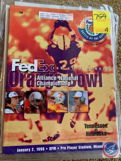 1-1-98 Orange Bowl Nebraska vs. Tennesee/ 9-26-98 Nebraska vs. Washington/ 10-3-98 Oklahoma vs.