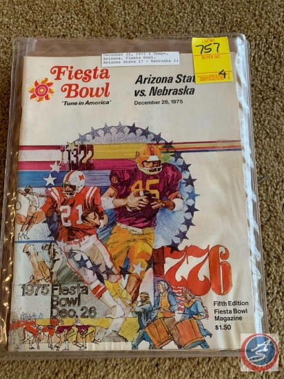 Fiesta Bowl 12-26-75 Arizona State vs. Nebraska some water damage/ 9-22-73 Nebraska vs. North