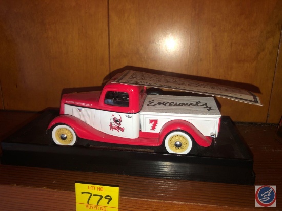 7th Edition Nebraska 1935 Ford Pickup Diecast Collector Bank w/ Eric Crouch signature w/ Certificate