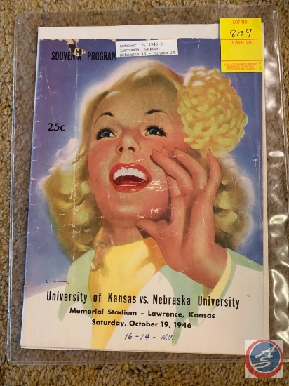Shows some damage 10-19-46 Nebraska vs. Kansas program