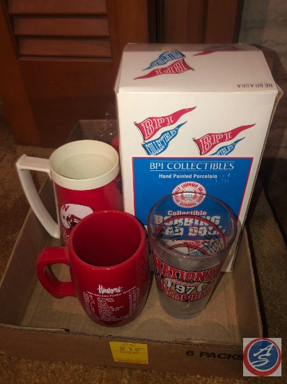 -Nebraska Collectible Bobble Head Doll, Huskers Plastic Mug, Nebraska 1994-95 Cup National Champions