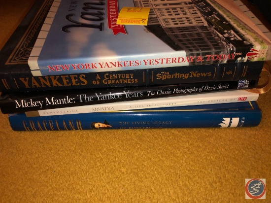 (5) Hard and Soft Covered Books Including Graceland, Remembering Sinatra, and Yankees: The Century