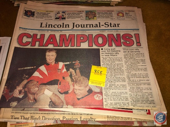 1994- Jan. 1995 Omaha World Harold and The Journal Star News Paper Articles on Nebraska Husker