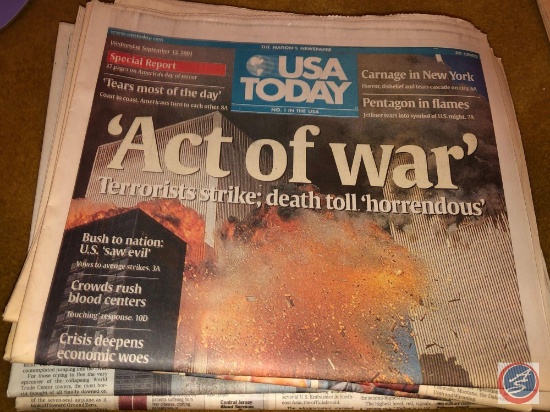 2001 Terrorists Attack News Paper Articles
