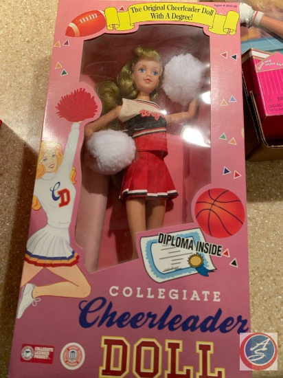 Coligent Cheerleader Doll with Diploma inside in Original box/ University Barbie in Original