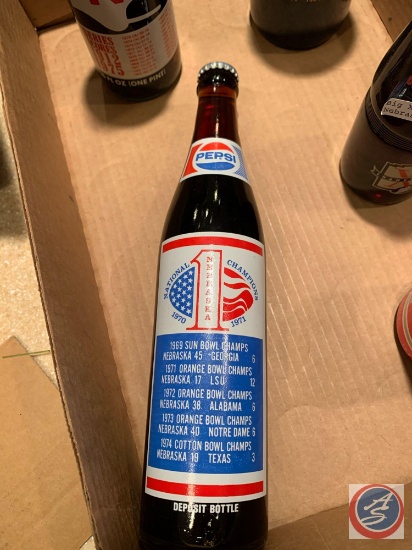 16 oz. Pepsi 1970-71 Commemorative Bottle/ 1912-1975 Nebraska vs. OKLA Dr. Pepper Bottle/ Husker