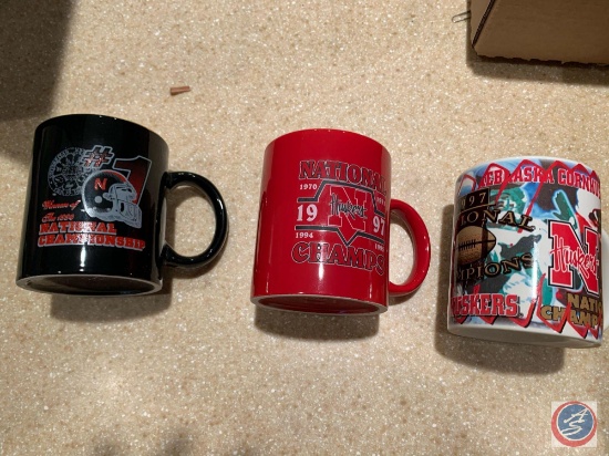 Set of 3 1997, 1997, 1994 Coffee Mugs in Original Boxes/ Go Big Reds trivets/ Porcelain Salt and