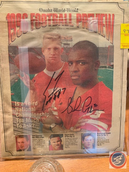 Omaha World Herald 1996 Football Preview Section Autoographed by Scott Frost and Ahman Green