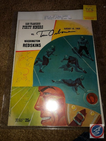 August 16, 1959 San Francisco vs Washington NFL Program Signed by Tom Osborne who Played for San