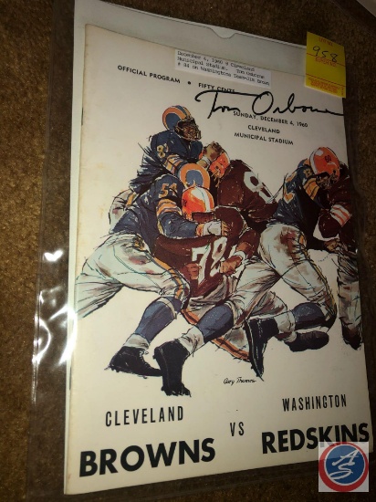 December 4, 1960 Cleveland vs Washington NFL program signed by Tom Osborne who played for Washington