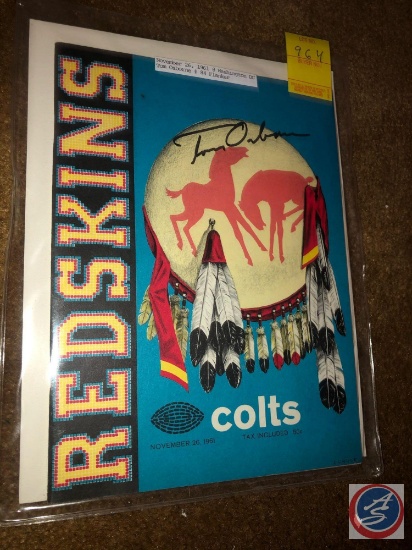 November 26, 1961 Baltimore vs Washington NFL program signed by Tom Osborne who played for