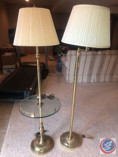 (2) 22" Tall Vintage Lamps (One with a Glass Table Attached)