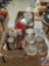 Assorted Decorative Glass Jars and Dishes, Coffee Carafe, Metal Art