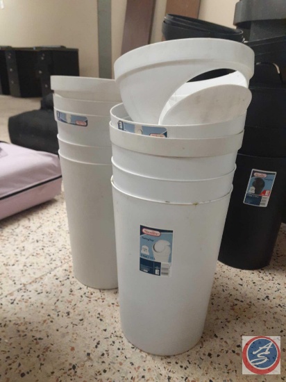 (6) Small Round Trash Cans w/ Lids